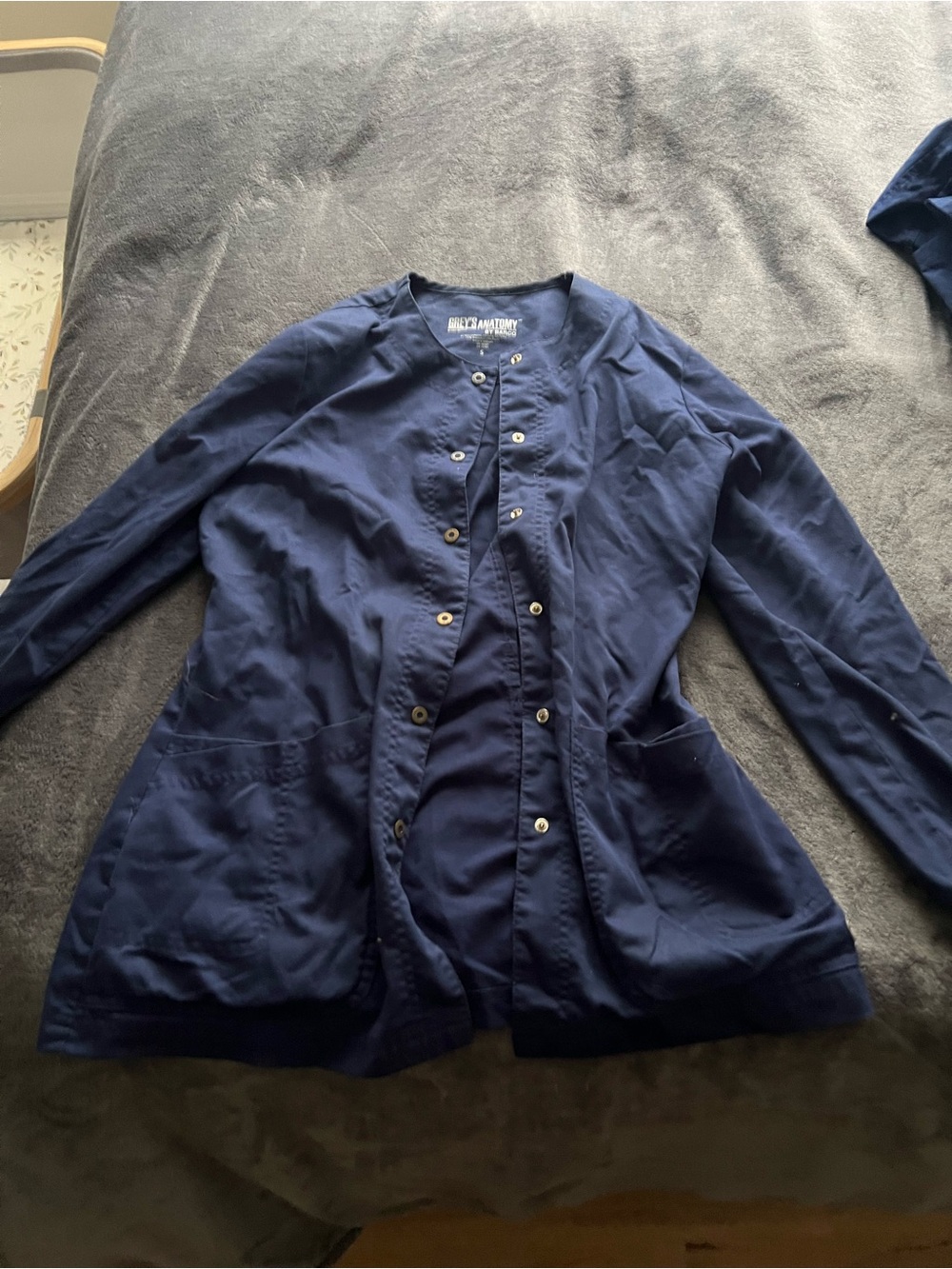 Grey's Anatomy Navy Women's Scrub Jacket with Snap Front